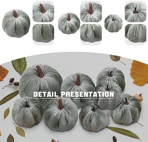 Woration 8pcs Artificial Velvet Fabric Pumpkins Fall Decor