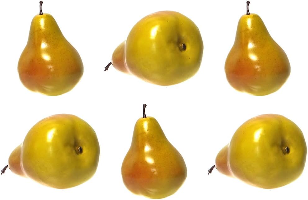 Vasefill Artificial Green Red Plastic Pears 6-Pack
