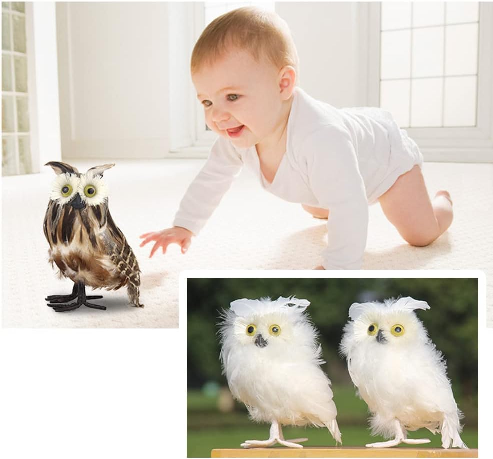 Realistic Artificial Feathered Owl for Home Decor