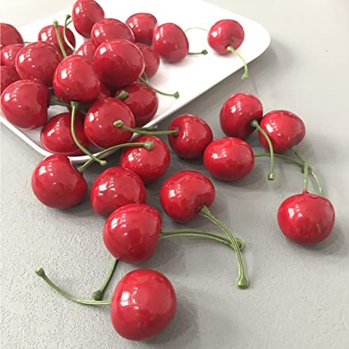 50pcs Artificial Red Cherries Realistic Decoration Props