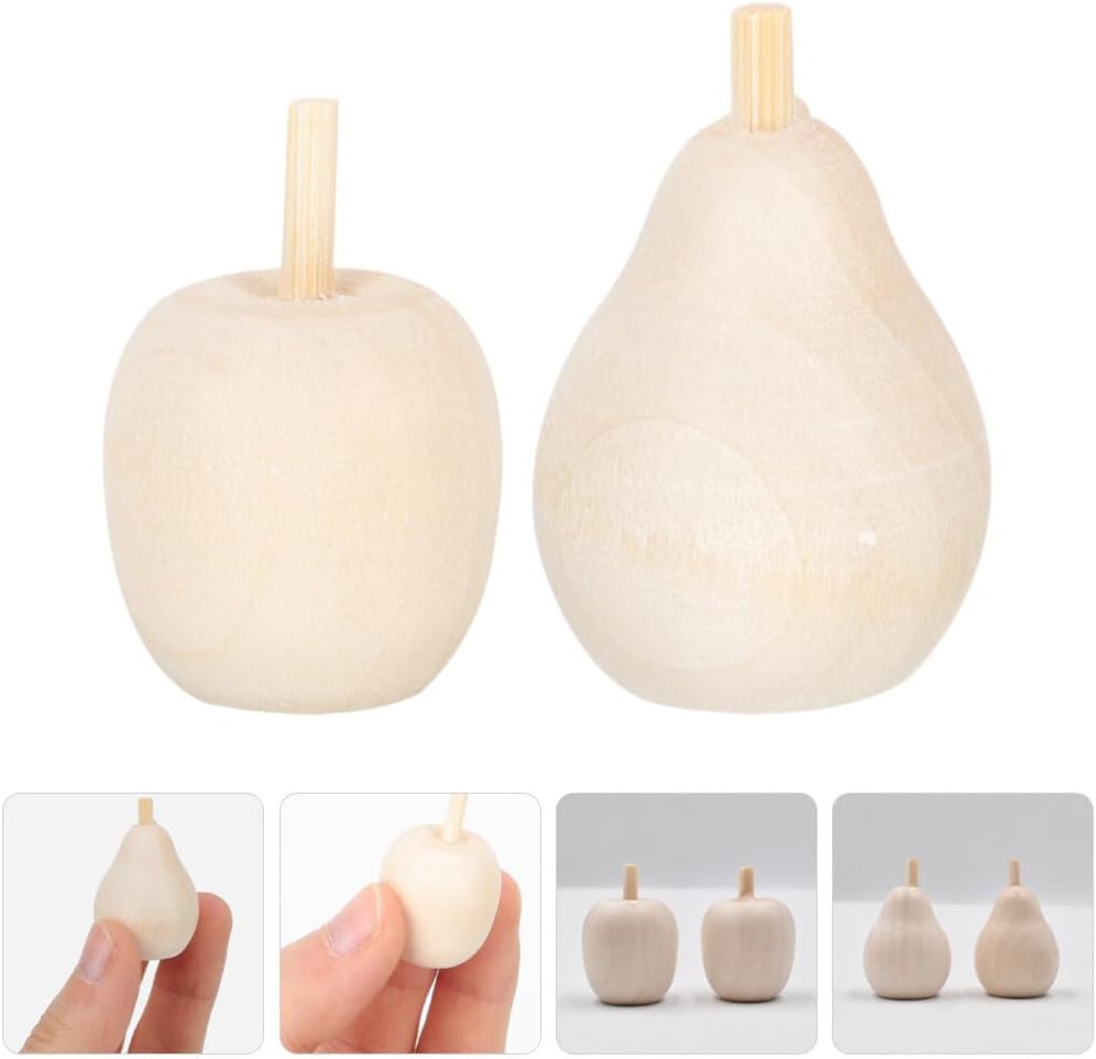 Sewroro 20pcs DIY Wooden Fruit Figurines for Creative Crafts