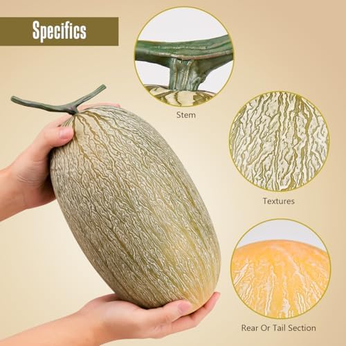 Folmywy Realistic Fake Cantaloupe 12 Inch Decoration