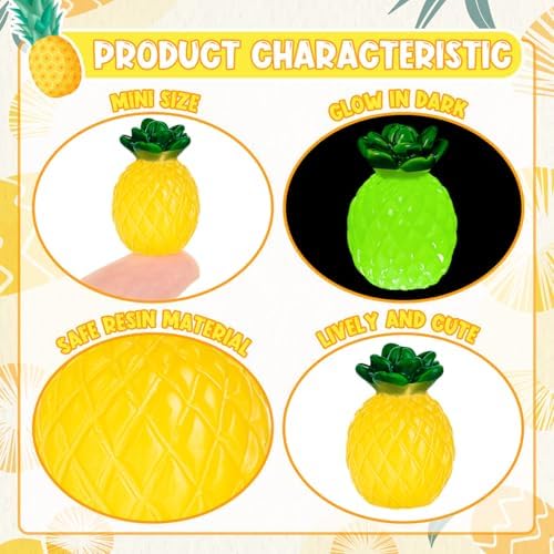 CLESDF 60Pcs Glow in the Dark Mini Resin Pineapples Decor
