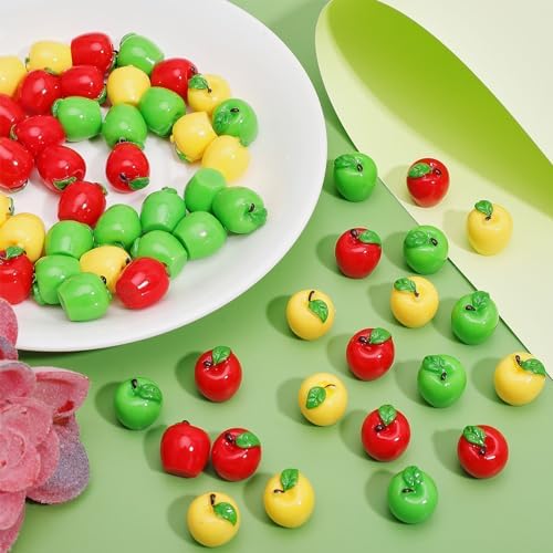 CHGCRAFT 60Pcs 3Colors Mini Artificial Resin Apples