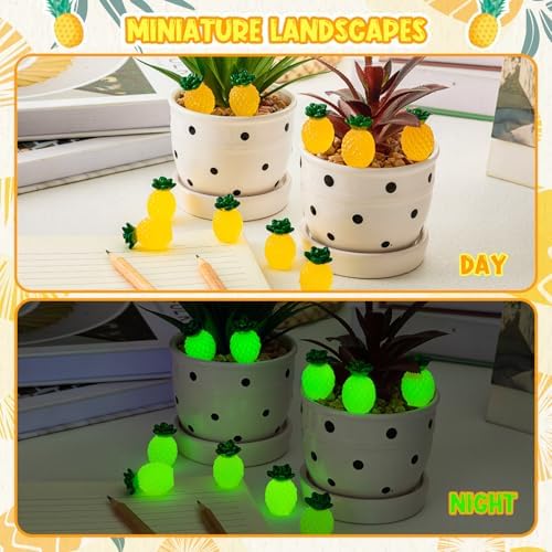 CLESDF 60Pcs Glow in the Dark Mini Resin Pineapples Decor