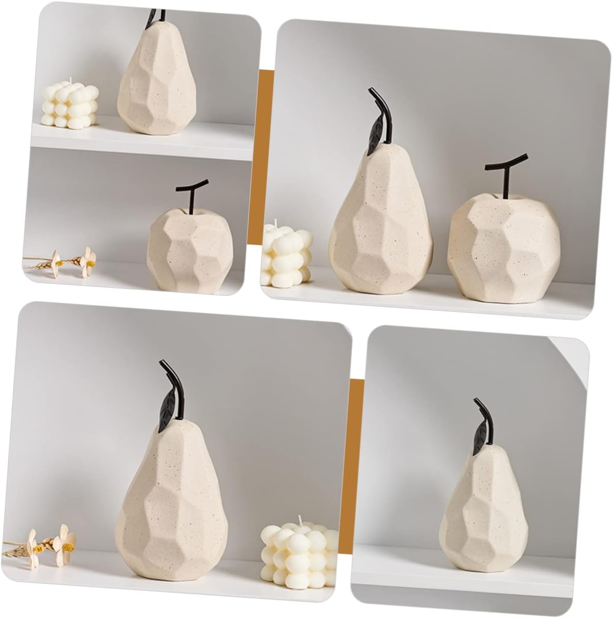 Happyyami Ceramic Pear Sculpture Home Decor Ornament
