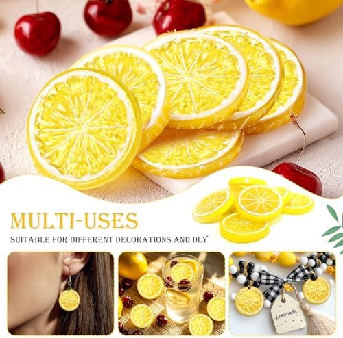20PCS Yellow Artificial Lemon Slices for Home Wedding Photography