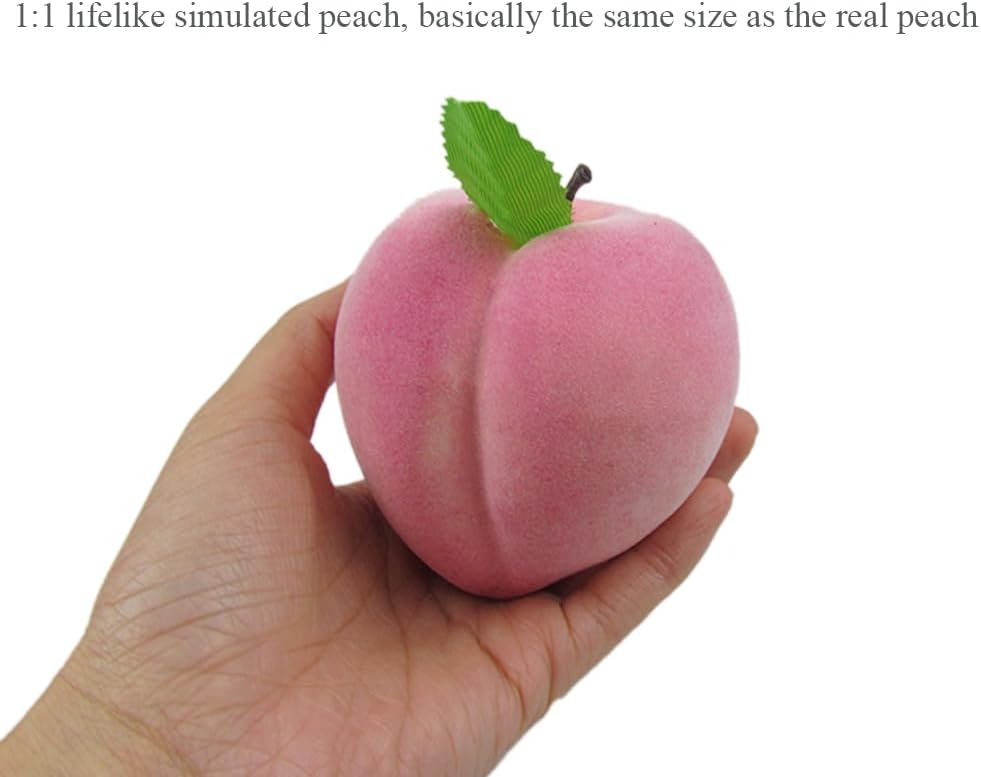 6pcs Realistic Artificial Peaches 32 Inch Decor Fruits