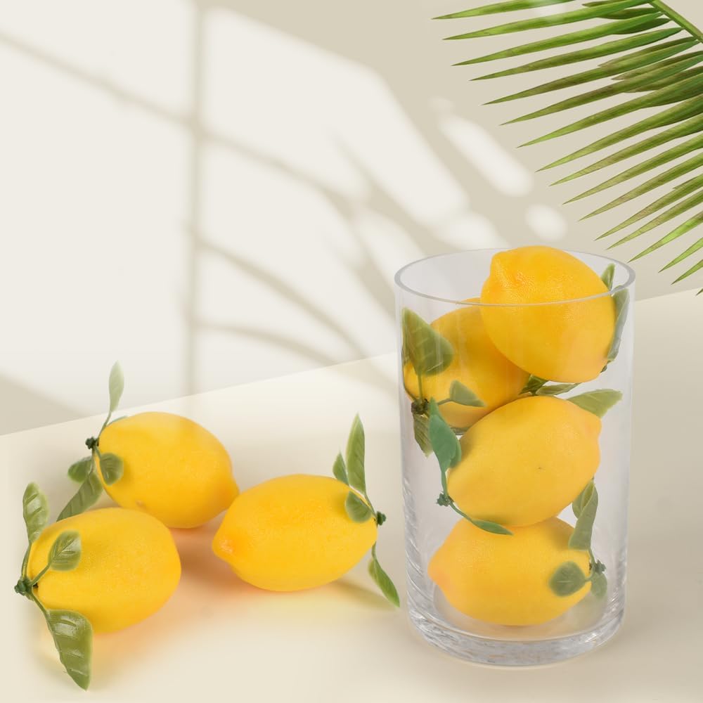Artificial Lemons with Leaves 12 Pcs Decor