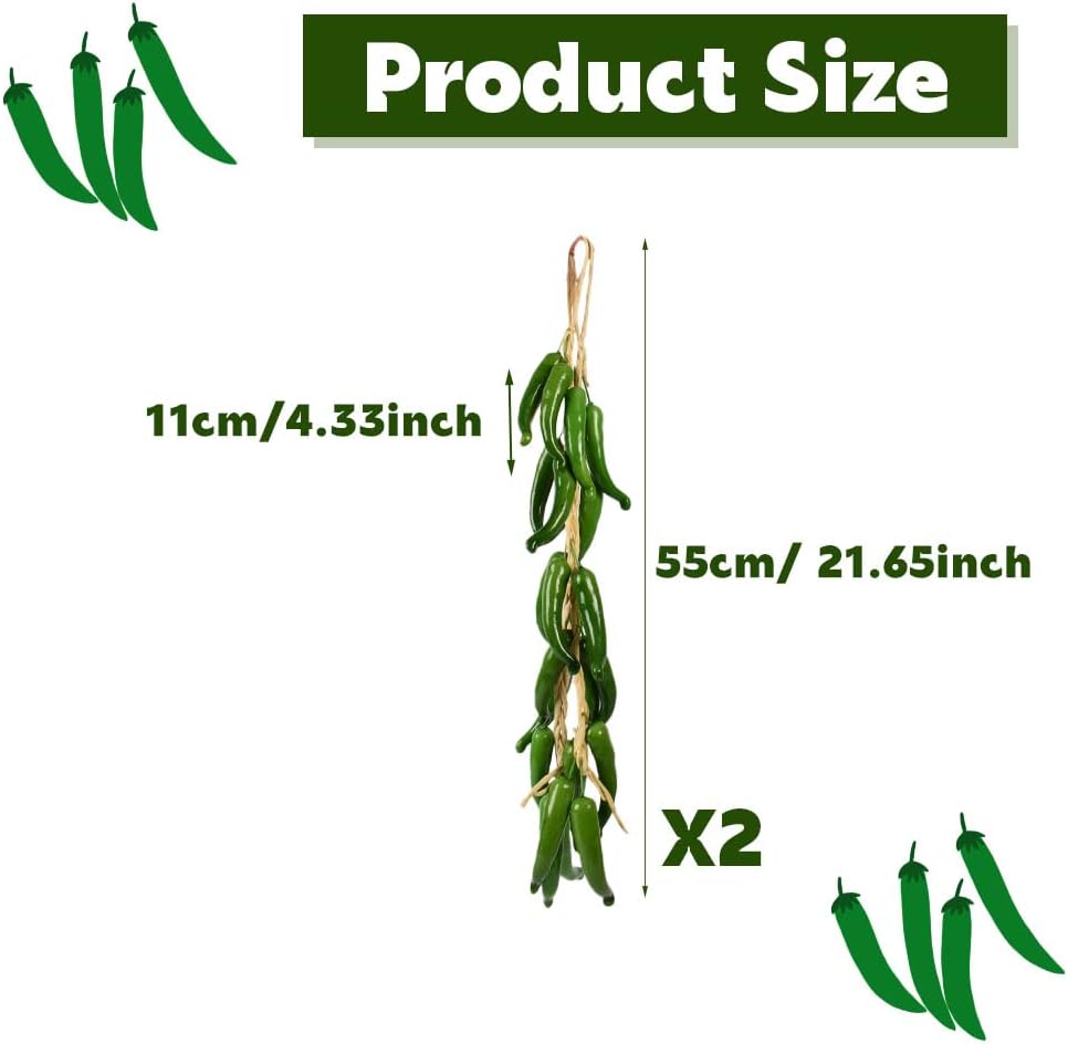 Artificial Hanging Pepper Garland 2 Sets Green