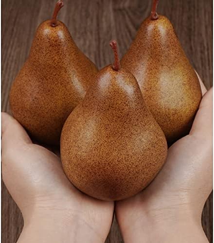 2Pcs Artificial Brown Pears Lifelike Photo Props