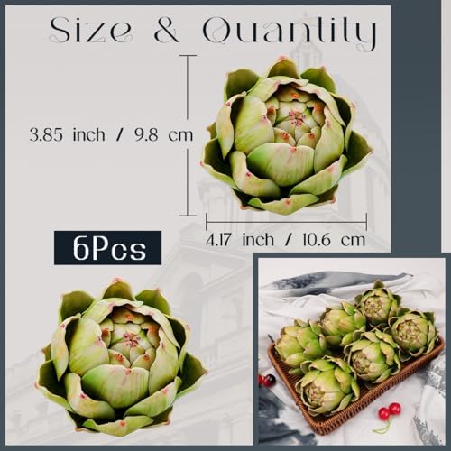 6-Pack Realistic Artificial Artichokes Decorations