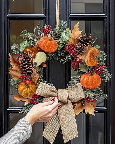DuHouse 18 Pcs Artificial Mini Pumpkins for Fall Decor