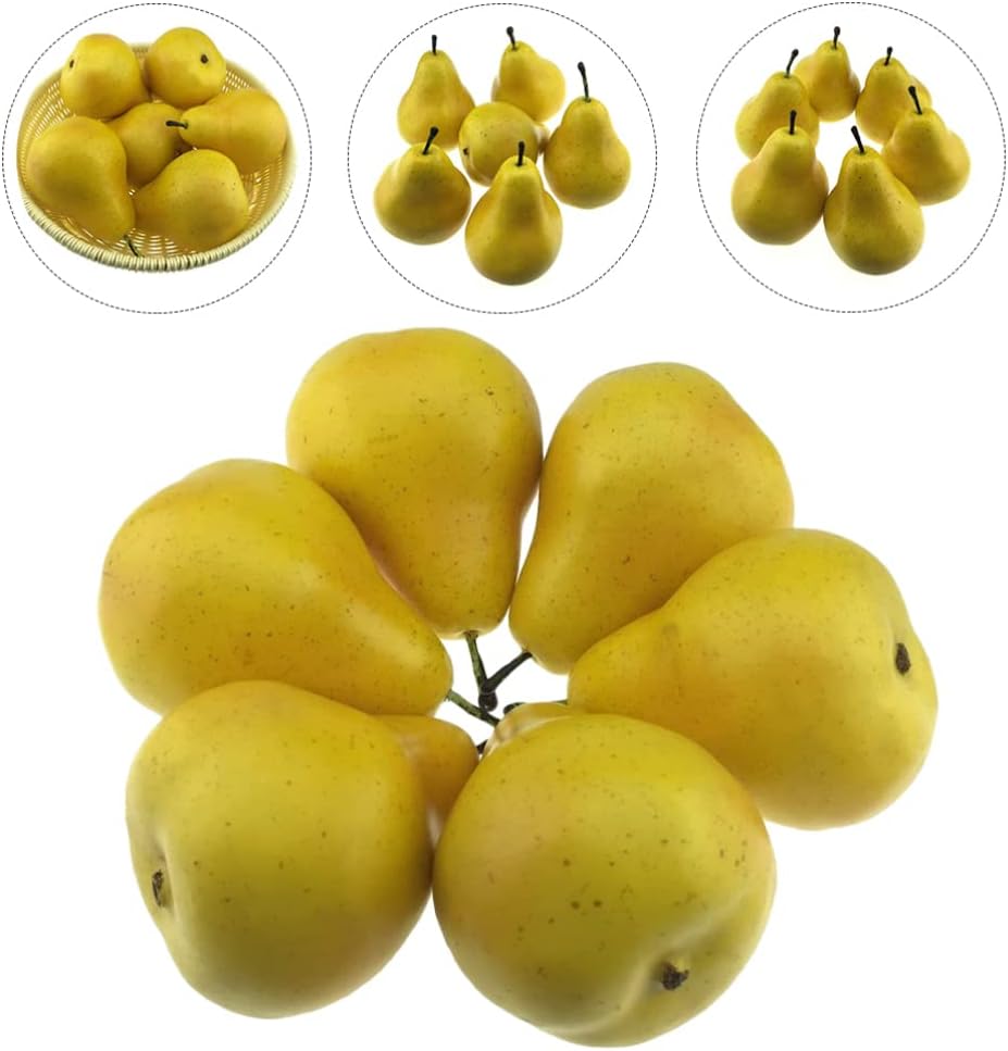 Wakauto 6pc Artificial Yellow Pears Decor