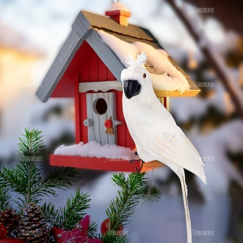 AUEAR 177 Inch White Artificial Parrot Decoration Prop