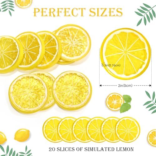 20PCS Yellow Artificial Lemon Slices for Home Wedding Photography