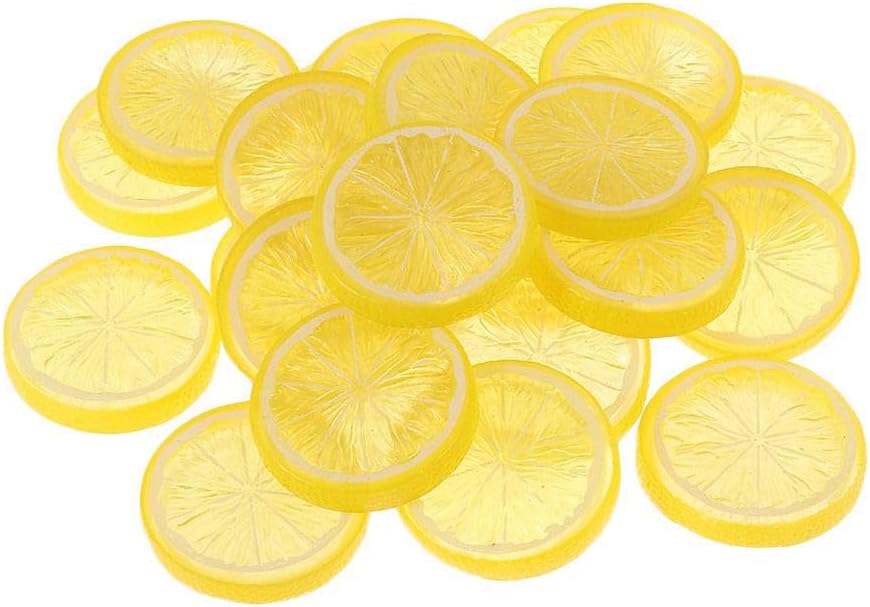 40Pcs Yellow Artificial Lemon Slices Decor