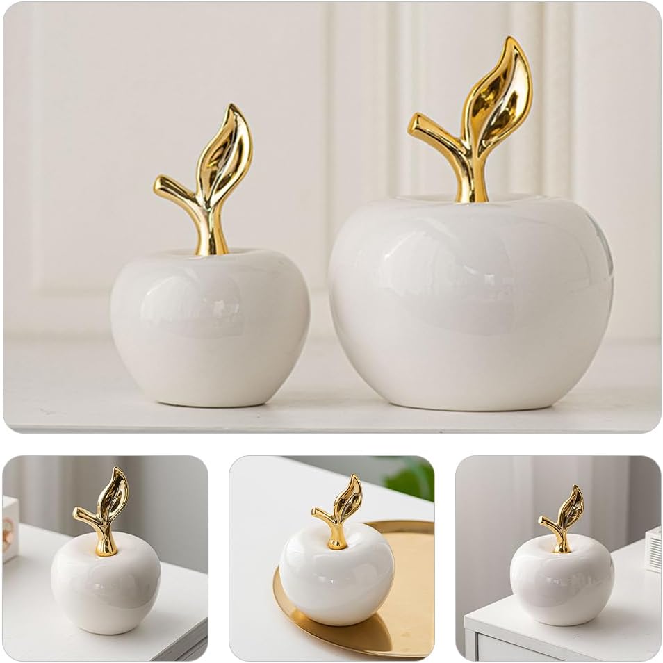 Ceramic Apple Ornament - Collectible Fruit Statue for Home Decor