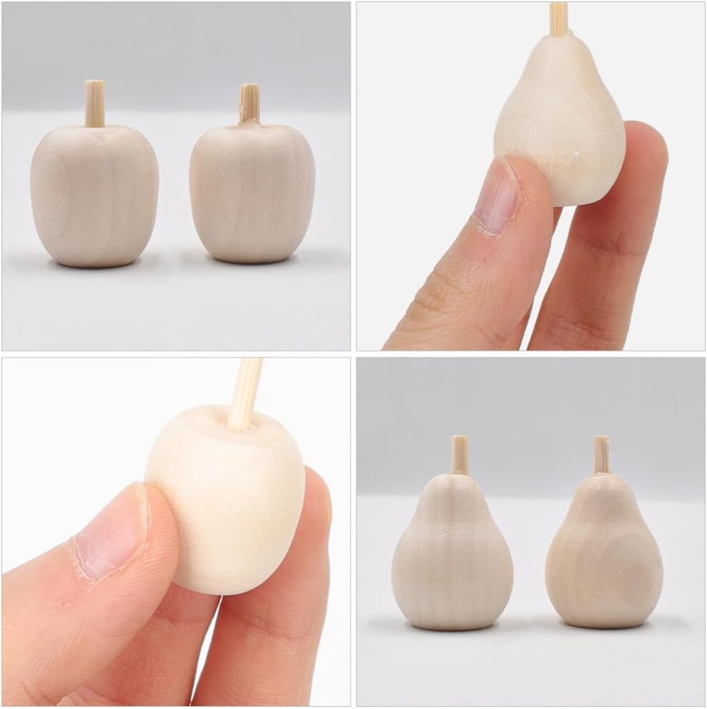 Sewroro 20pcs DIY Wooden Fruit Figurines for Creative Crafts