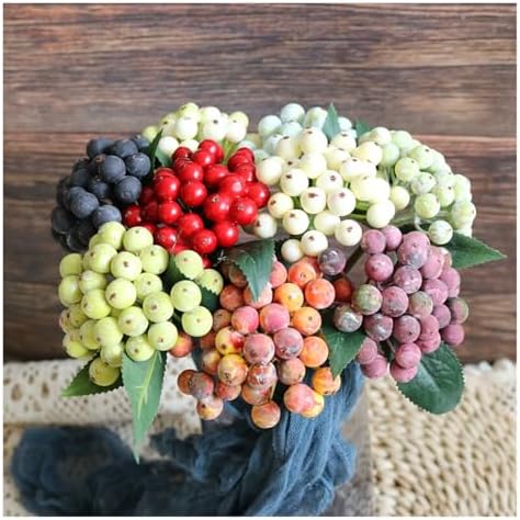 Orynosiy Artificial Blueberries with Stems 4-Pack 25CM Decor Model