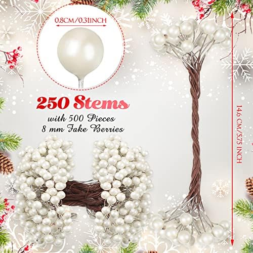 BBTO Artificial Holly Berries 250 Stems 500 Pieces White