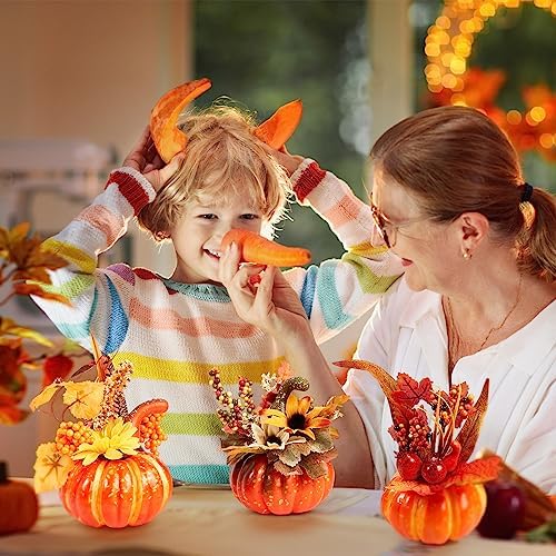 Leinuosen 12 Pcs Fake Pumpkin Centerpiece for Fall Decor