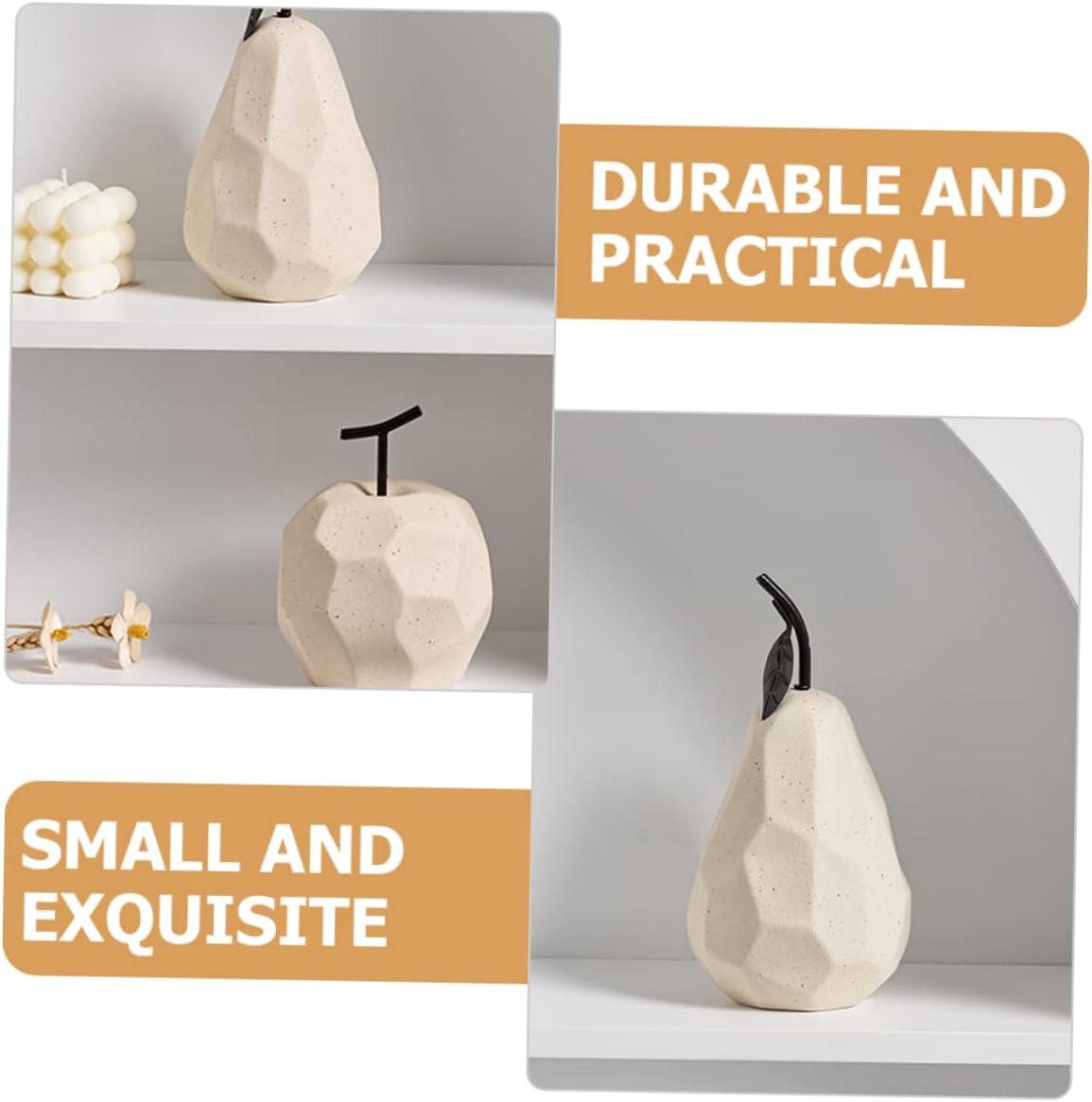 Cabilock Ceramic Pear Sculpture for Home Office Decor