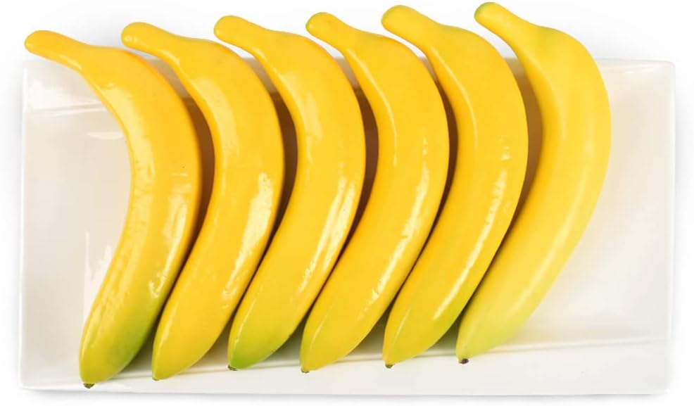 HUIANER Artificial Yellow Bananas 6PCS Decor Set