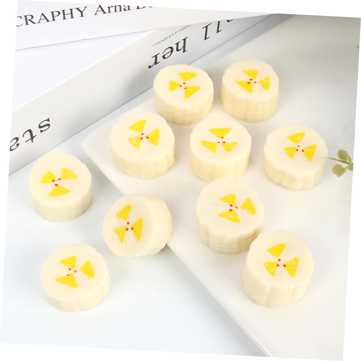 10Pcs Artificial Banana Slices Realistic Decor Fruits