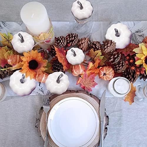 CCINEE 12 Pack Halloween White Artificial Pumpkins