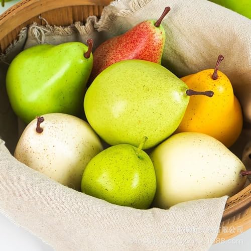 Lovmeety 6Pcs Artificial White Pears Decorative Fruit