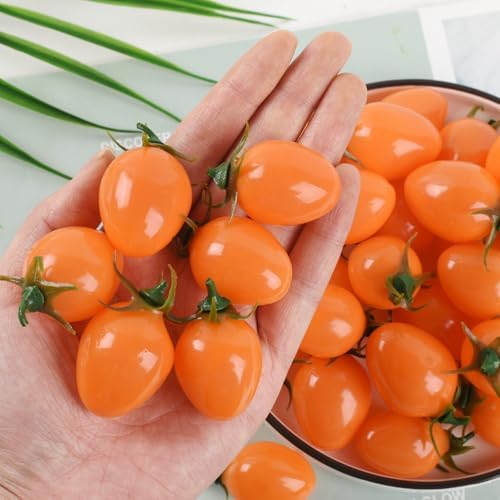 Luckforest Artificial Cherry Tomatoes 25 Pcs Yellow Decor