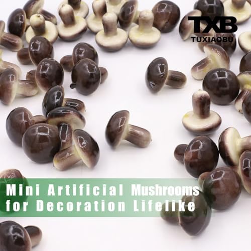 Tuxiaobu Artificial Mushroom Decorations 30 Pcs Brown