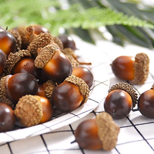 Bememo 100 Pack Lifelike Acorns Artificial Decor