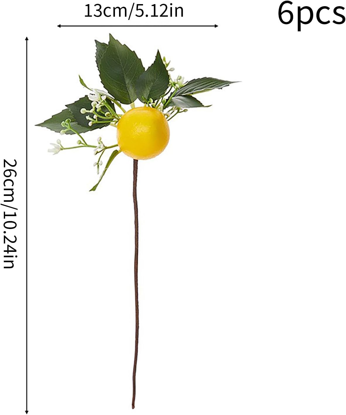 Wnvivi 6 Pcs Artificial Lemon Branches with Faux Fruits and Stems
