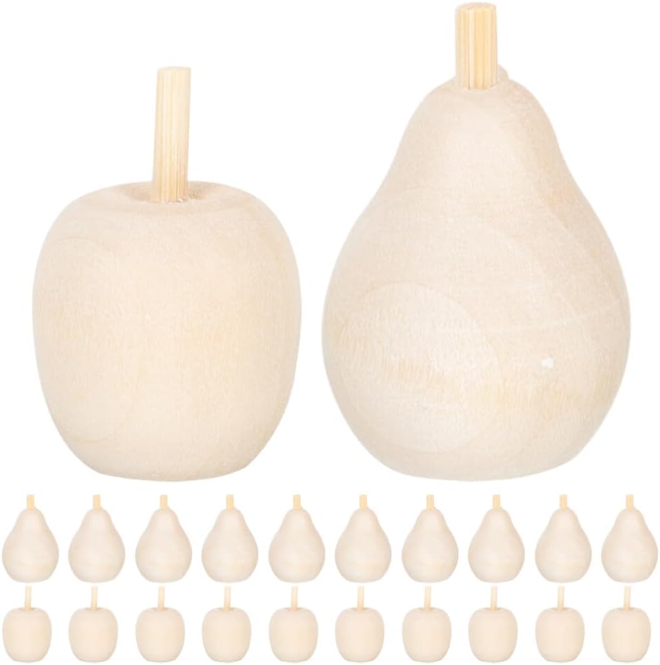 Sewroro 20pcs DIY Wooden Fruit Figurines for Creative Crafts