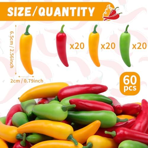 Gresorth 60pcs Artificial Mini Pepper Chili Decor