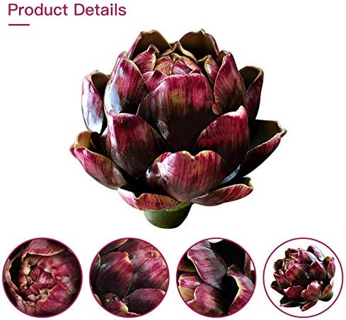 Artificial Artichoke Decor Purple Large Set of 6