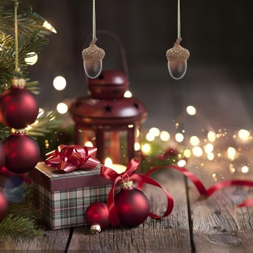 Magiclulu 60pcs Artificial Lifelike Acorns for Seasonal Decor