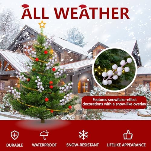 24pcs Frosted Red Berry Stems for Christmas Decor White