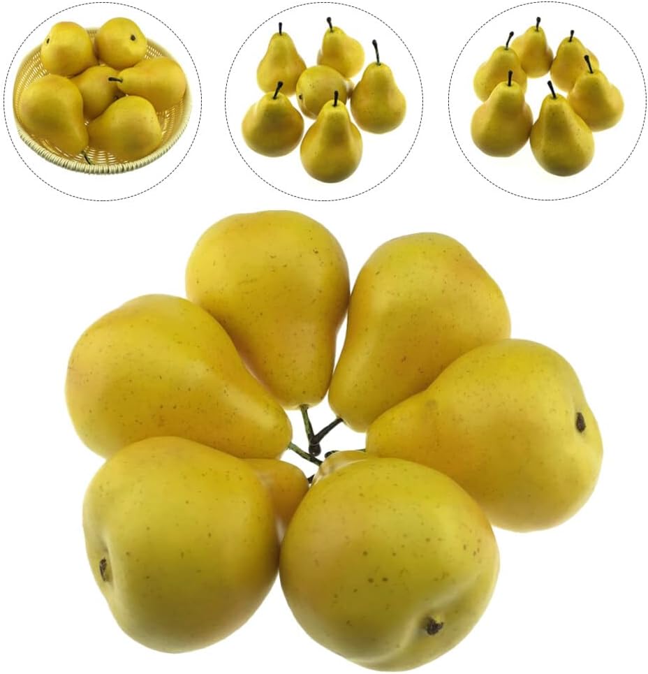 NOLITOY 6PCS Artificial Yellow Pear Decor