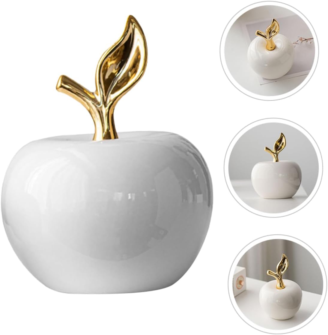 Ceramic Apple Ornament - Collectible Fruit Statue for Home Decor