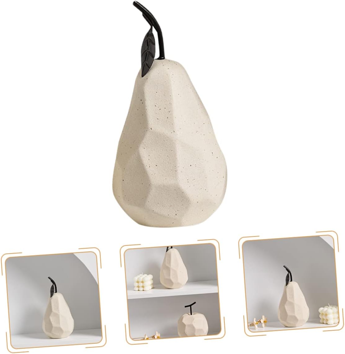 Ceramic Pear Sculpture Adorable Desktop Decor