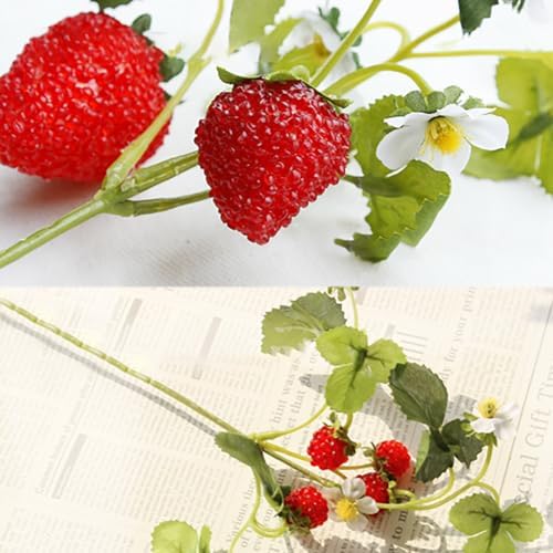 10 PCS Artificial Strawberry Plants for Home Wedding Decor