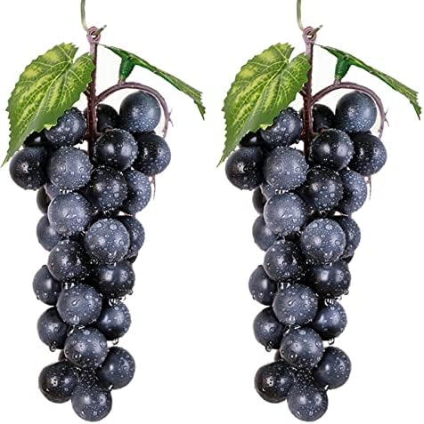 Bairdish 2pcs Black Artificial Grape Bunches for Vines Decoration