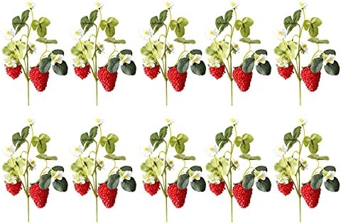 10 PCS Artificial Strawberry Plants for Home Wedding Decor