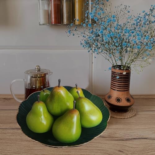 Lovmeety 6pcs Realistic Green Pears Photo Props