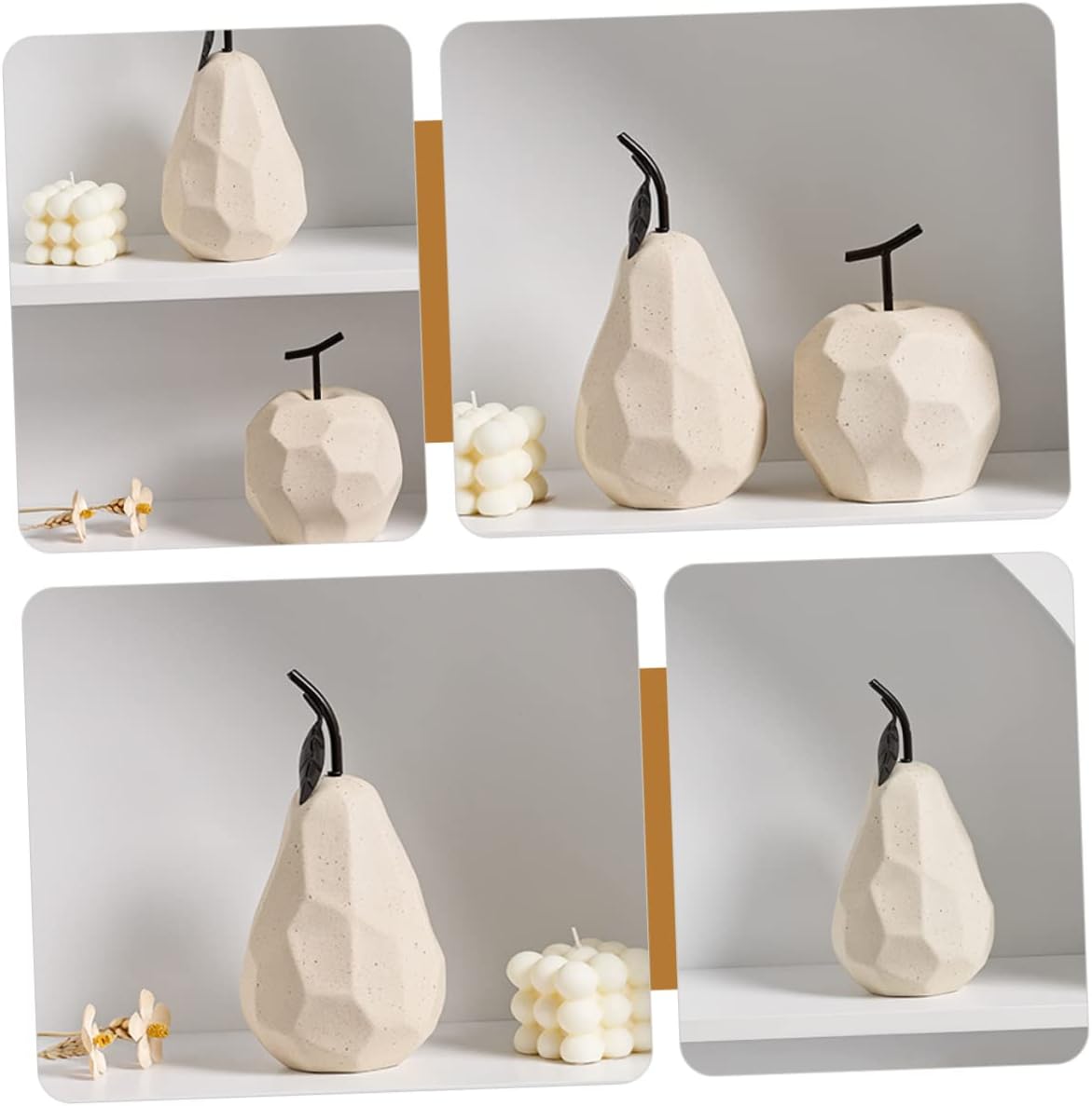 Ceramic Pear Sculpture Adorable Desktop Decor