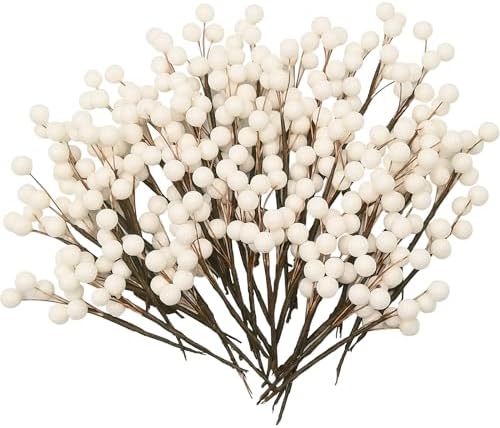 60 Artificial Holly Berries Stems for Christmas Decor