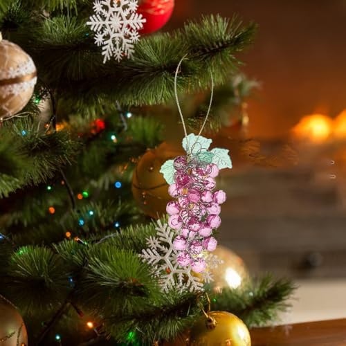LOGOFUN 4pcs Acrylic Beaded Grape Cluster Decorations